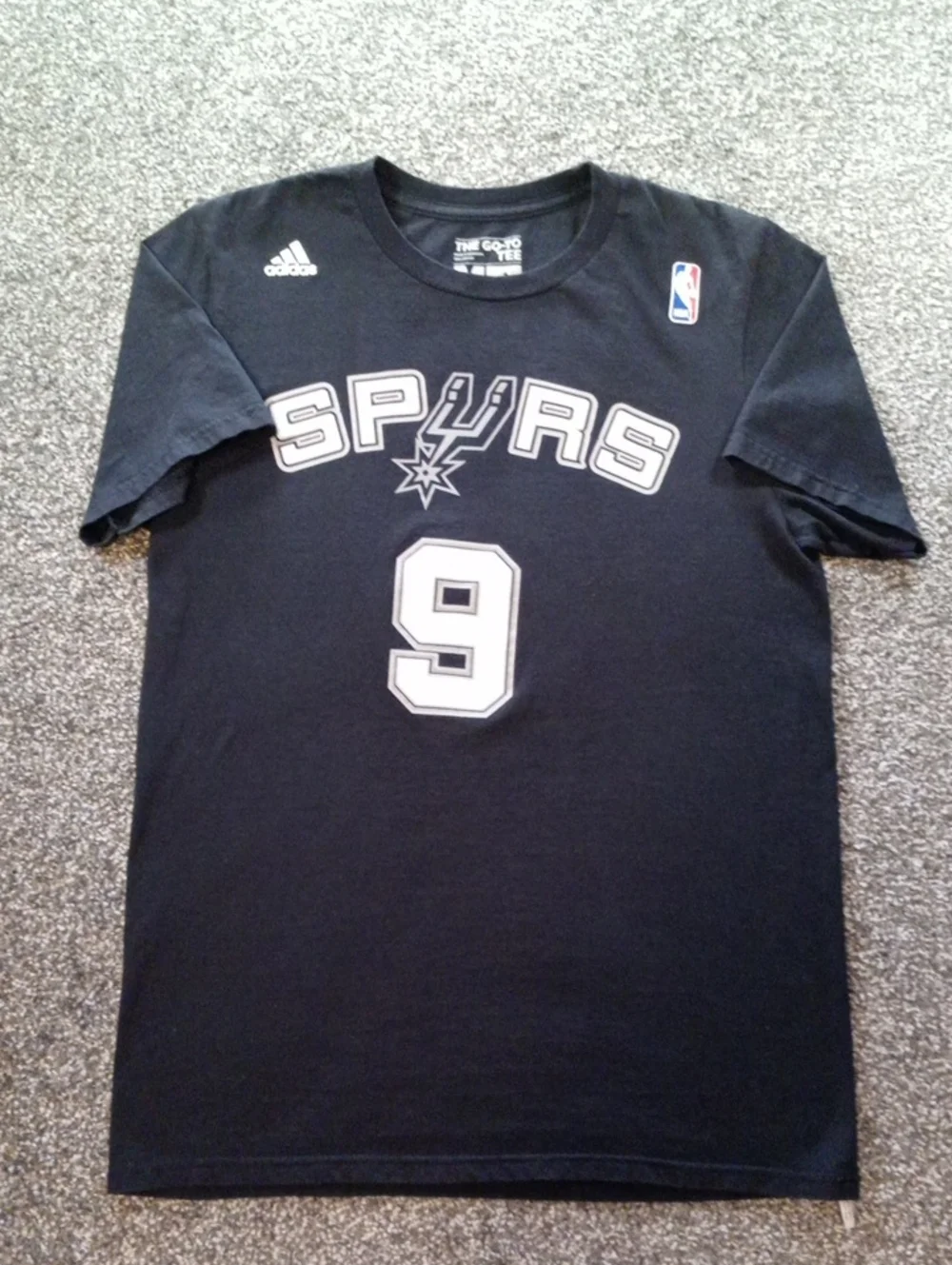 adidas Black San Antonio Spurs #9 Graphic Tee